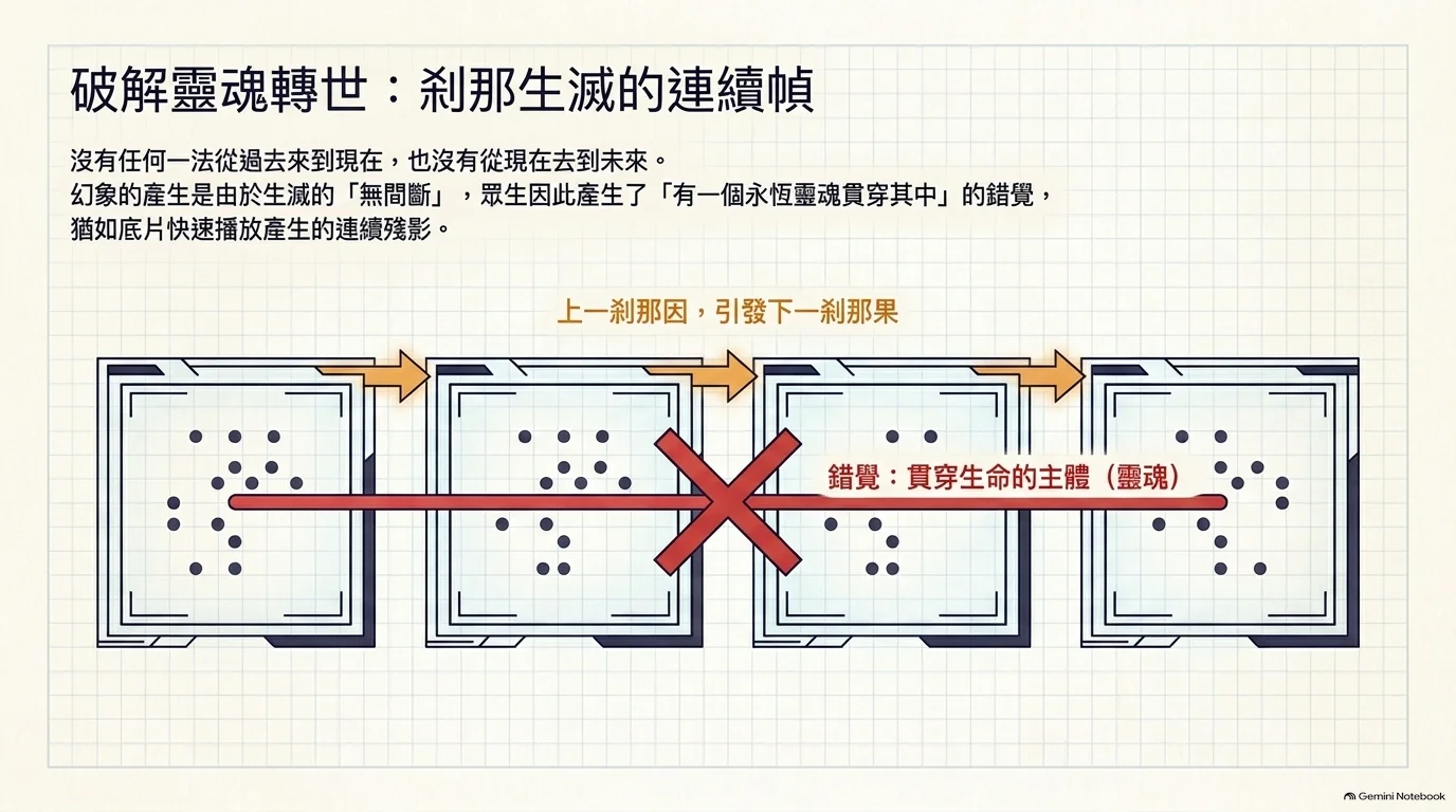 七盞油燈沿階而上，象徵七清淨次第接力趨向涅槃